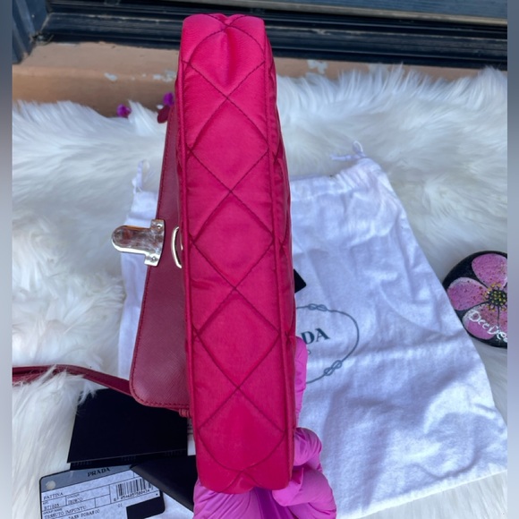 Authentic PRADA Tessuto Impuntu Shoulder Bag Pink Nylon - Picture 10 of 17
